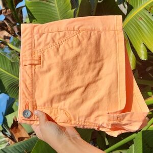 Express Twill Shorts 🧡 Neon Orange 🍊 EUC 💖 Size 12 🌞 low rise shortie 🌴
